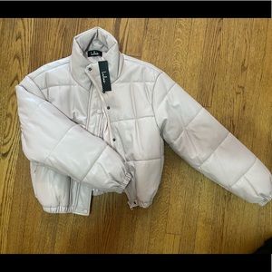 Light pink leather bomber